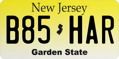 NJ license plate B85HAR