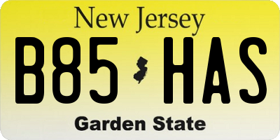 NJ license plate B85HAS