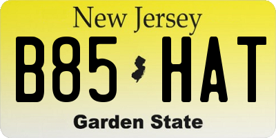 NJ license plate B85HAT