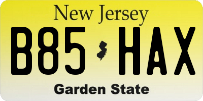 NJ license plate B85HAX