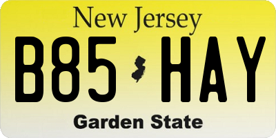 NJ license plate B85HAY