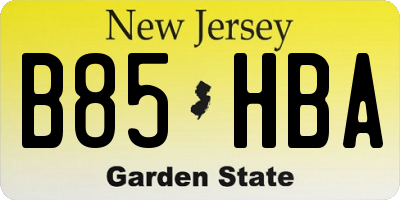 NJ license plate B85HBA