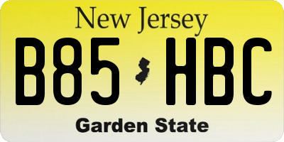 NJ license plate B85HBC