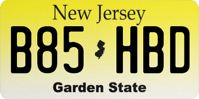 NJ license plate B85HBD