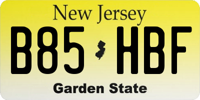 NJ license plate B85HBF