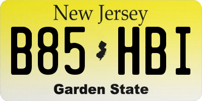 NJ license plate B85HBI