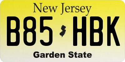 NJ license plate B85HBK