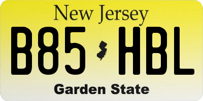 NJ license plate B85HBL