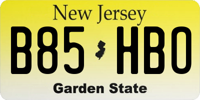 NJ license plate B85HBO