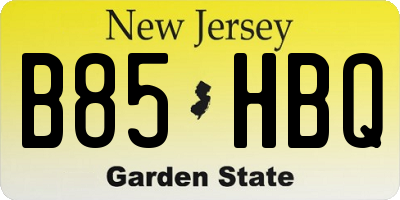 NJ license plate B85HBQ