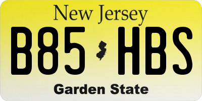 NJ license plate B85HBS