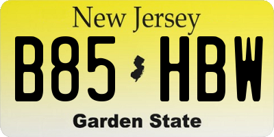 NJ license plate B85HBW