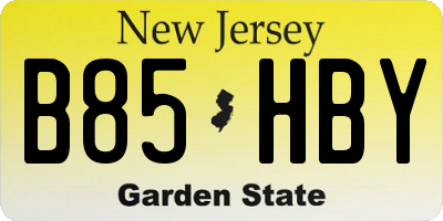 NJ license plate B85HBY