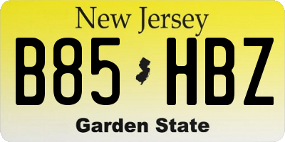 NJ license plate B85HBZ