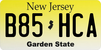 NJ license plate B85HCA