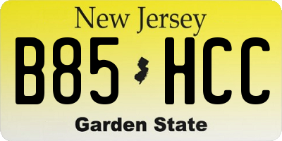 NJ license plate B85HCC