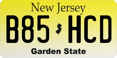 NJ license plate B85HCD