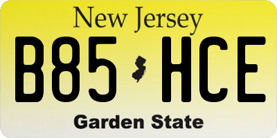 NJ license plate B85HCE