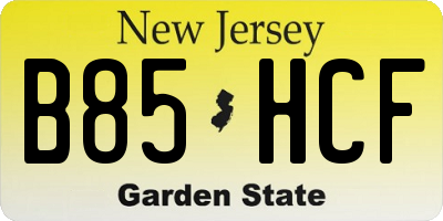 NJ license plate B85HCF