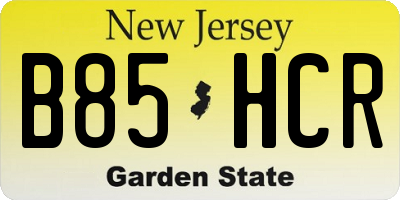 NJ license plate B85HCR