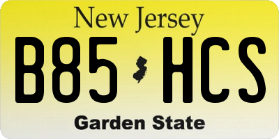 NJ license plate B85HCS