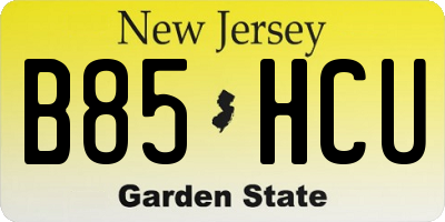 NJ license plate B85HCU