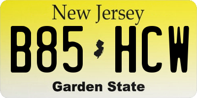NJ license plate B85HCW
