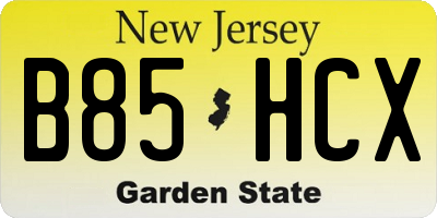 NJ license plate B85HCX