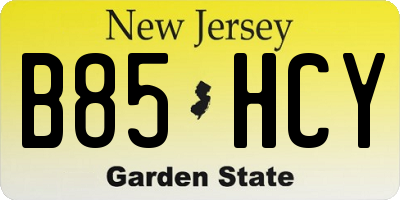 NJ license plate B85HCY