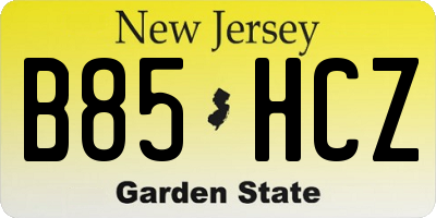 NJ license plate B85HCZ