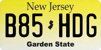 NJ license plate B85HDG