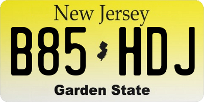 NJ license plate B85HDJ