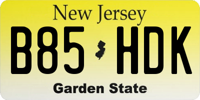 NJ license plate B85HDK