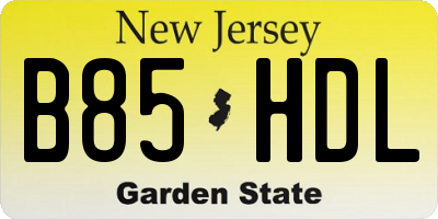 NJ license plate B85HDL