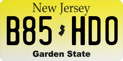 NJ license plate B85HDO