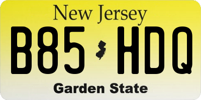 NJ license plate B85HDQ