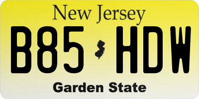 NJ license plate B85HDW