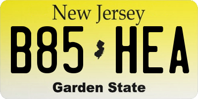 NJ license plate B85HEA