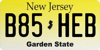 NJ license plate B85HEB