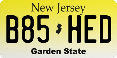 NJ license plate B85HED