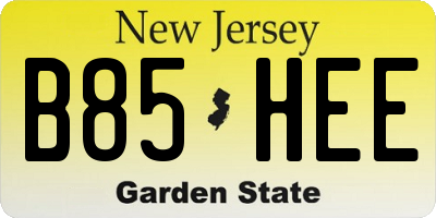 NJ license plate B85HEE
