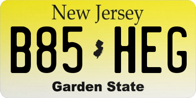 NJ license plate B85HEG
