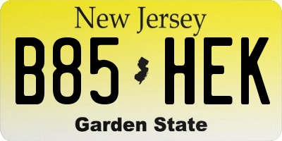 NJ license plate B85HEK