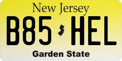 NJ license plate B85HEL