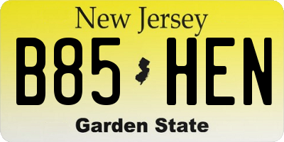 NJ license plate B85HEN