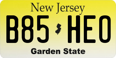 NJ license plate B85HEO