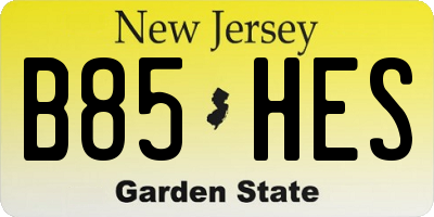 NJ license plate B85HES