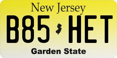 NJ license plate B85HET