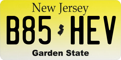 NJ license plate B85HEV