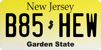 NJ license plate B85HEW